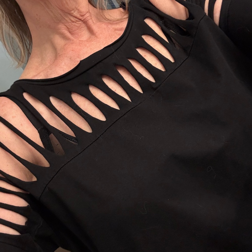 Black Cutout Long Sleeve Top Size M